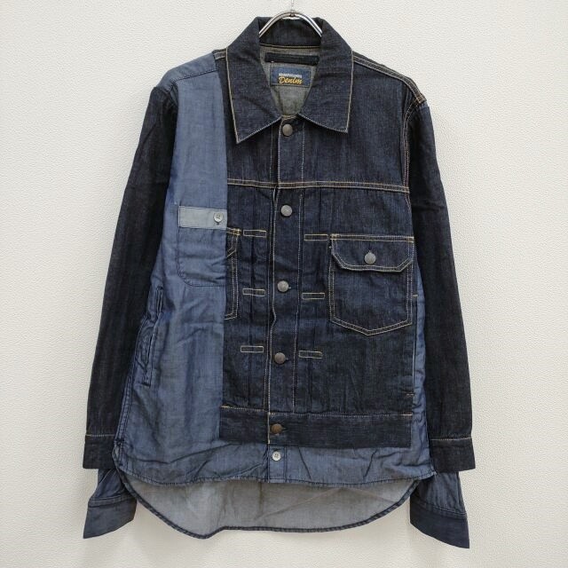 MIHARA YASUHIRO Denim docking shirt fabric switching blouson 46 