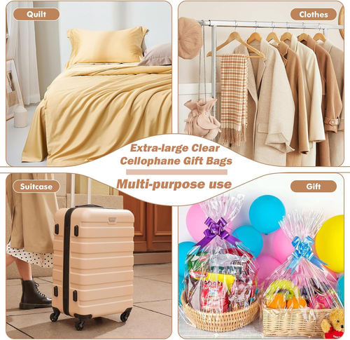 50 Packungen Große Zellophantüten 24" x 30" Klar Zellophan Geschenkkorb Verpackungen Extr - Bild 5 von 5
