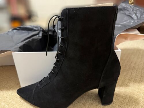 AGL Black suede Laced Pointed heel Designer Booties- 38. MSRP $495 - Picture 2 of 10