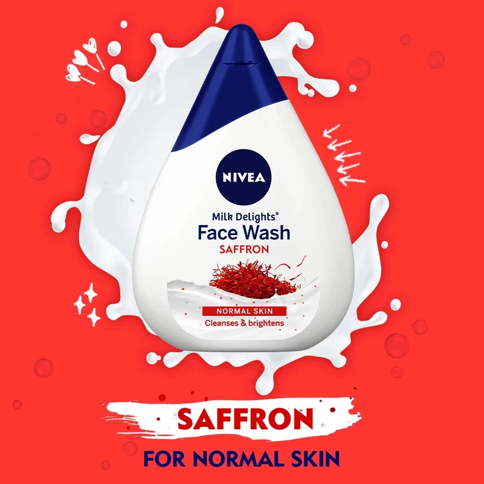 3XNivea Face Wash for Normal Skin Milk Delight Saffron,100ml Direct SHIP FROM US - Image 4 of 4