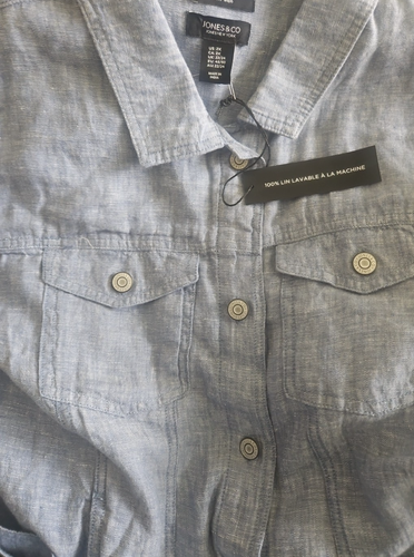 Jones New York 100% Linen Biker Motorcycle Style Jacket Blue Plus SZ 2X New - Picture 7 of 8