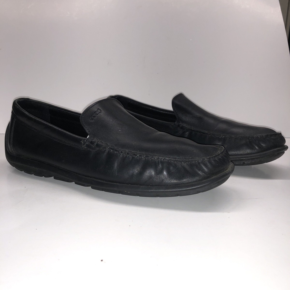Ecco Black ￼Leather Driving Moccasins Loafers Mens Shoes  display picture 2