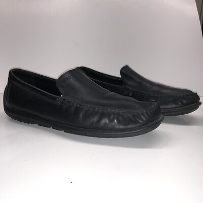 Ecco Black ￼Leather Driving Moccasins Loafers Mens Shoes  display picture 3