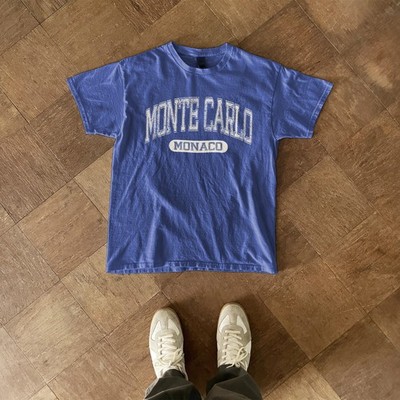 Monte Carlo Monaco University Font Summer Tourist Blue Tee, T-Shirt