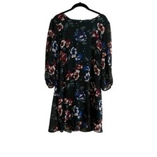 Calvin Klein Floral Dress S Green Mini Sheer Preppy Resort Tropical Flowy Fairy