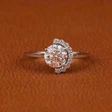 1.5ct Lab Grown Diamond Engagement Ring 925 Sterling Silver Cluster Wedding Ring