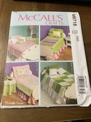 McCalls Crafts Pattern M6718 ~ Bed~Mattress~Bedding Ensemble for 18'' Dolls