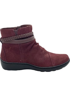 Clarks Collection Suede Ankle Boots Cora Braid Boot Burgundy