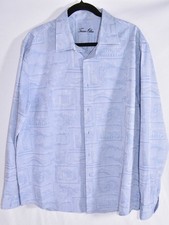 Tasso Elba Men  s XL Long Sleeve Button-Up Shirt Blue Jacquard Textured Pattern