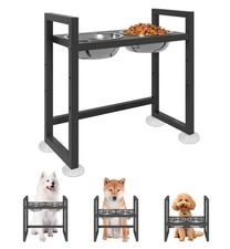 Elevated Dog Bowls Stand with 2 Stainless Steel Food Water Bowls for Large M...