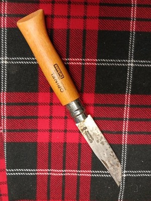 Opinel Pocket Knife Carbone No. 8 Ring Lock Beech Wood Handle