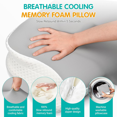 Cervicale Ergonomico Cuscino Memory Foam per Dormire, Cuscino Memory Foam per Su - Foto 4 di 12