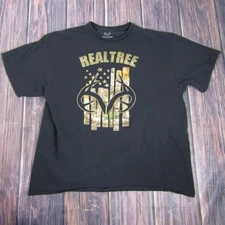Realtree Shirt Mens 2XL Black American Flag Antlers Hunting Camo Graphic Tee