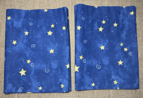 Kidsline Vtg Y2K Celestial Star Curtain Valance Panel Set Blue Yellow 86x14"