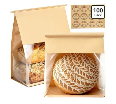 100 Pack Extra Large Paper Bread Bags for Homemade Bread Sourdough...