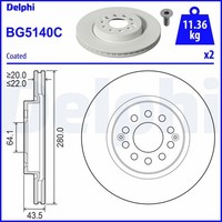 2X Delphi Bremsscheibe BG5140C FüR MG ZS SUV AZS1 Gdi Vti