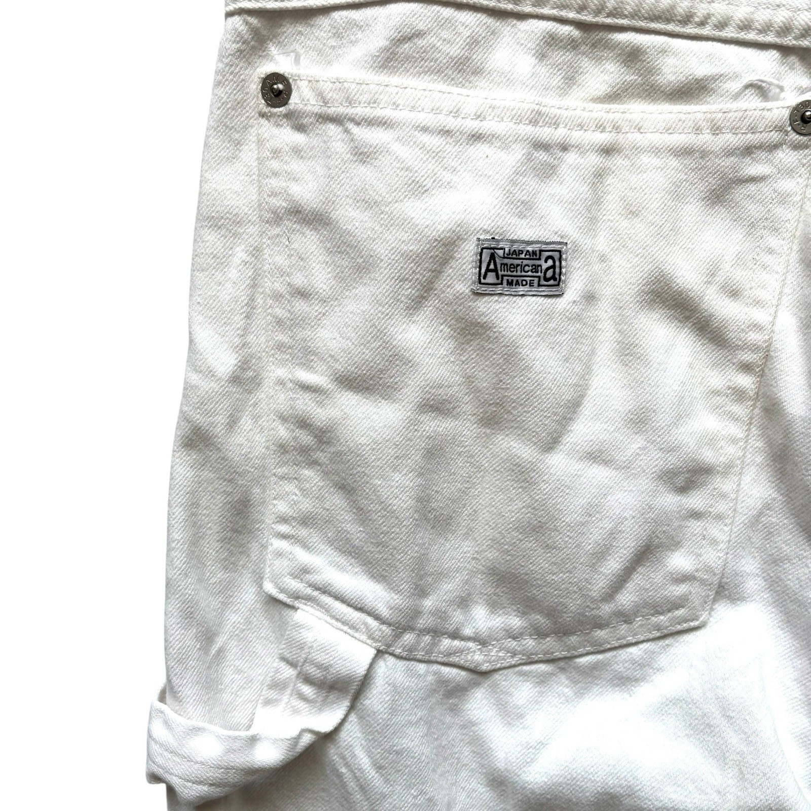 Womens Vintage Japanese Jeans White Cargo Capri Retro Boho Indie 10 image 4