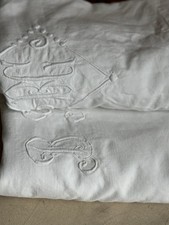 Antike Französische Lacken Bettwäsche mit Monogramm um 1900