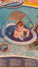 Blue Baby Spring Pool Float Canopy Shade  9-24 Months  50 UPF Sun Protection
