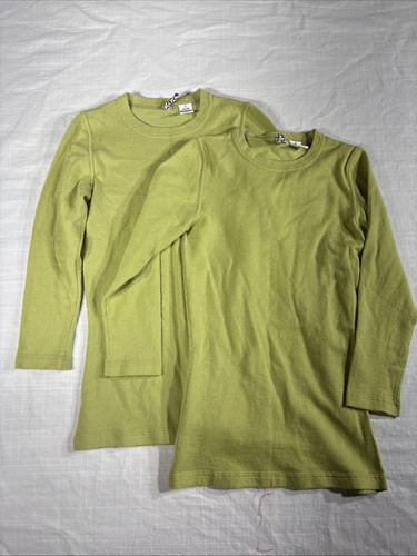 (2) Barneys Co-Op New York Cashmere Silk Sweater Womens Green Crewneck Petite P
