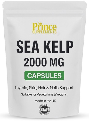 SEA KELP  EXTRACT 2000MG , CAPSULES IODINE ,THYROID, HAIR SKIN VEGAN UK  MADE - Picture 1 of 6