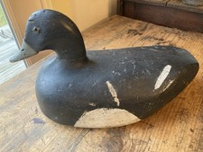 Antique Vintage Primitive large carved wooden Duck decoy Glass Eyes old paint