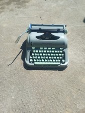 Hermes 3000 Portable Manual Typewriter w/ Case, Manual, Brushes - Mint Green