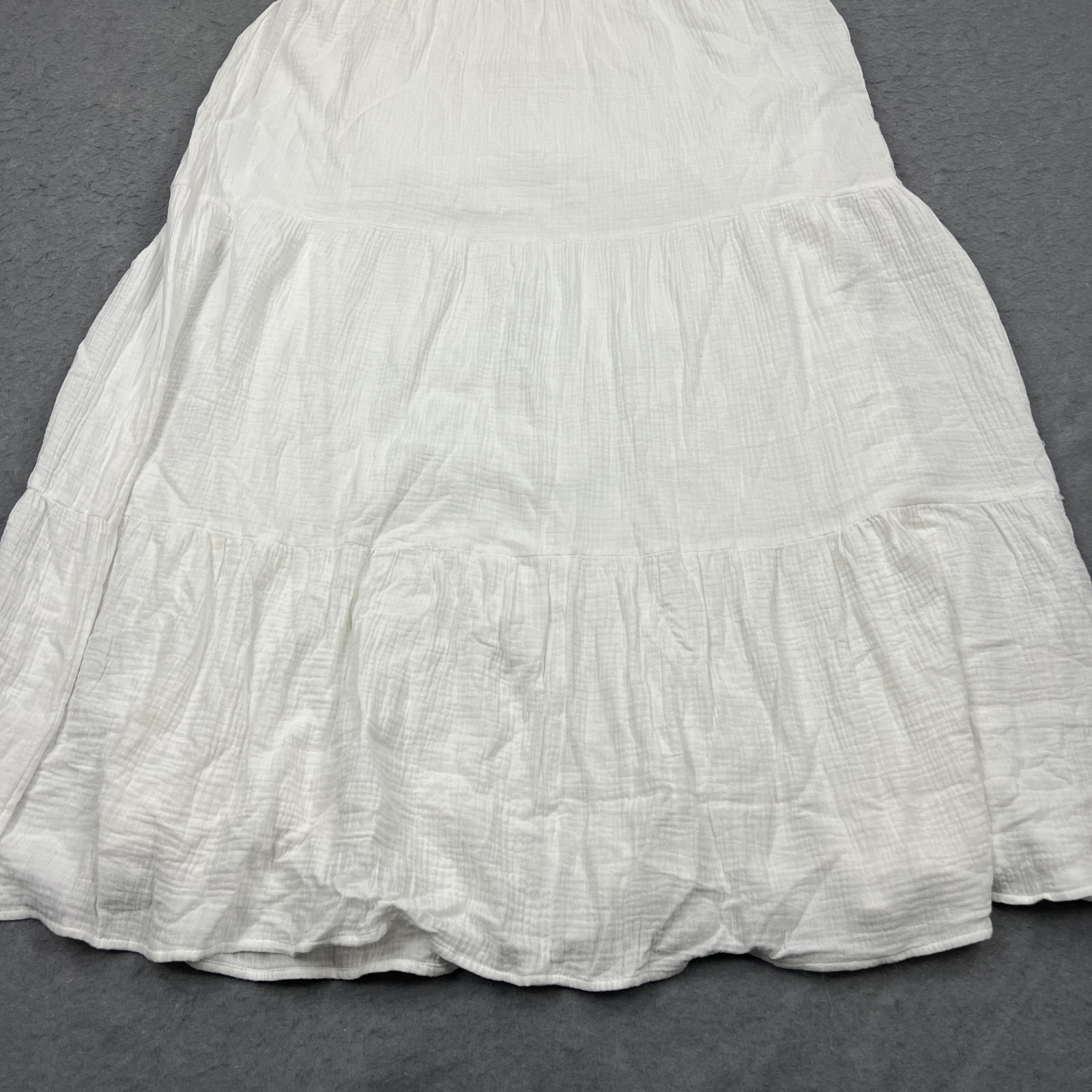 NEW Express Maxi Dress Women's XL White Airy Gauze Tiered Cap Sleeve Layered