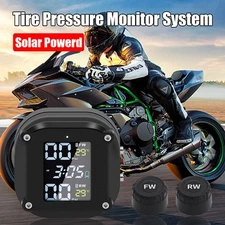 Solar motorcycle TPMS tire pressure monitoring alarm system 2 external sensors