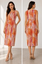 Vintage Summer Vibes Midi Dress Pockets Sherbet Colors Sz 10