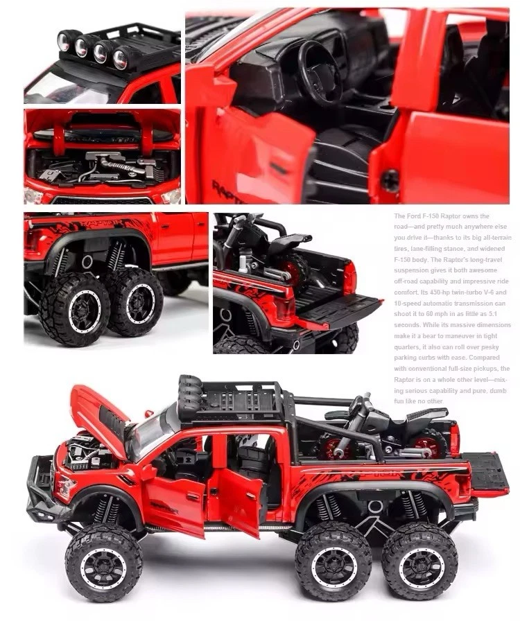 New 1:24 Pickup Trucks Boys F150 Raptor Diecast Metal Model Car Sound Gift UK - Image 2 of 4