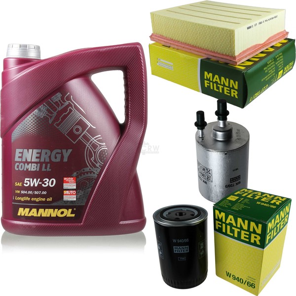 MANN-FILTER Inspektionspaket 5L Mannol Energy Combi Ll 5W-30 FüR Audi A4-image
