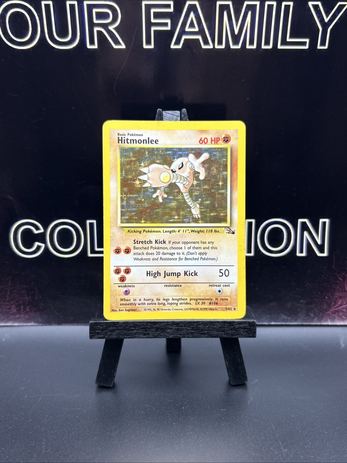 Hitmonlee 7/62 Pokemon TCG WOTC 1999 Fossil Set Rare Card LP