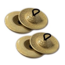 Hand-hammered Heavy stage-quality Brass Finger Cymbals Set of 4 Variations: ...