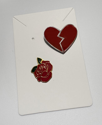 Set of Two Enamel Pins   Broken Heart & Rose