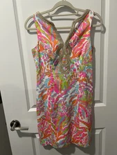 Lilly Pulitzer Janice Shift Dress Scuba To Cuba Print Size 2 Preppy Derby