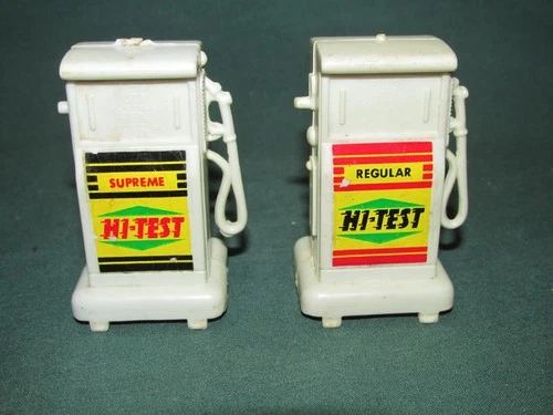 2 Vintage Marx Supreme Regular Gas Pumps Gas Station Playset