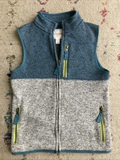 Cat Jack Boys Fleece Vest Size small 6/7 Blue Gray Full Zip