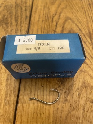 #ad EDGAR amp; SEALEY FISH HOOKS 1 BOX 100 CT. #1701 Size 4 0 Fish hooks NOS $4.87