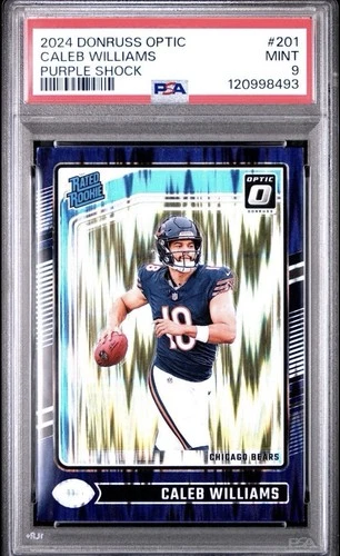 2024 PANINI DONRUSS OPTIC CALEB WILLIAMS PURPLE SHOCK RC #201 PSA 9