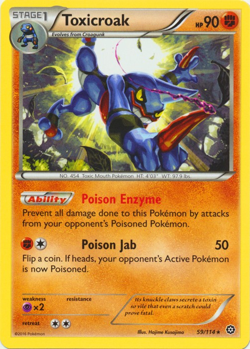 Toxicroak - 59/114 - Rare (Mp) Steam Siege - Fighting Pokémon