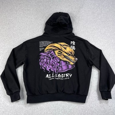 Naruto Shippuden Anime Kurama Hoodie Mens Large Allegory Boxy Black Iron Sharpen