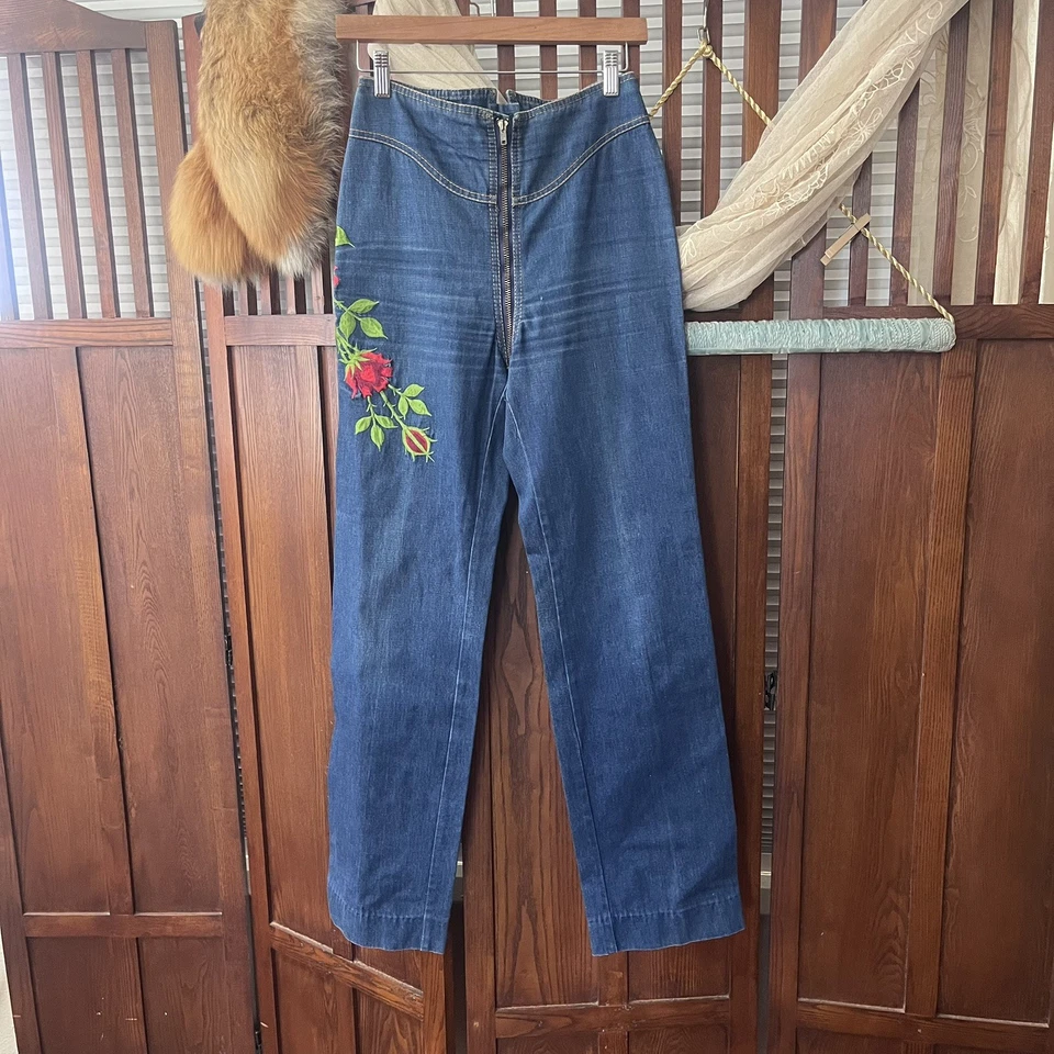 Vintage 1980s Rag City Blues Los Angeles Zip Around Front to Back Jeans 26” - Image 1 of 4