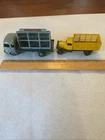 Two Vintage Dinky Toys Trucks. Yellow Box Truck And Grey Simca Cargo Truck. Ex
