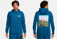 Men's Nike Dri-Fit GFX Pullover Hoodie Sweatshirt Training Blue FN3285-476