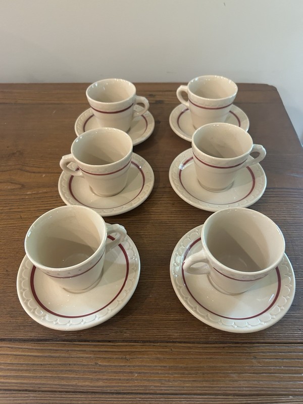 6 Syracuse Red Cardinal Lines Econo-Rim Cup & Saucer