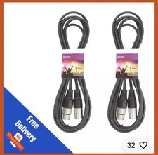 2 x 3M High Quality DMX Lighting Control XLR Cable Leads DJ Light Stage Pack QTX