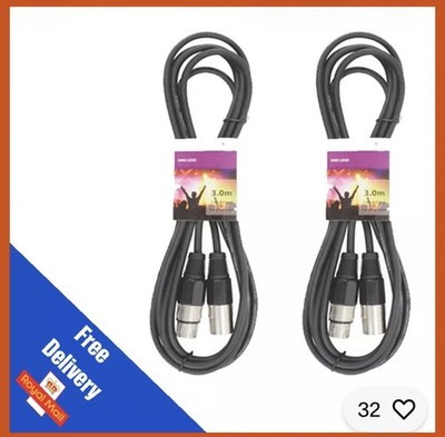 2 x 3 m hochwertiges DMX-Lichtsteuerung XLR-Kabel Leitungen DJ Licht Bühnenpaket QTX