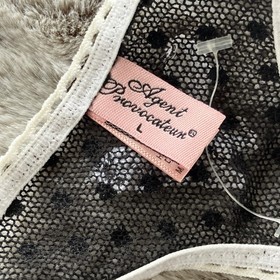 Rare Agent Provocateur Black Polka Dot/ White Butterfly Thong LARGE UK 10 NWOT