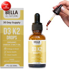 Vitamin D3 K2 Liquid Drops 5000 IU Unflavored - Omega 3 with MCT Oil - Liquid